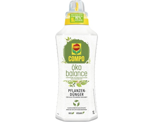 Pflanzendünger Compo öko balance veganer Flüssigdünger 1 l COMPO Öko Balance Pflanzendünger in einer 1-Liter-Flasche
