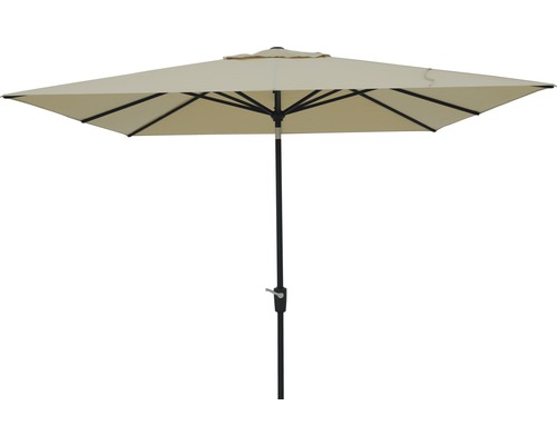 Marktschirm SOLUNA Sarry 250 x 250 cm ecru mit UV-Schutz 80, wasserabweisende Polyesterbespannung, leichte Aufspannung per Kurbel Quadratischer Sonnenschirm mit Mittelständer für den Garten