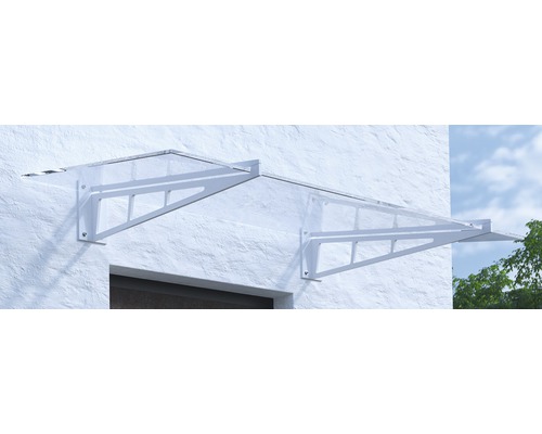 Vordach ARON Pultform Calais VSG 200x105 cm weiß ohne Wandanschlussprofil