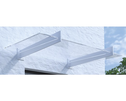 Vordach ARON Pultform Lyon VSG 150x107,5 cm weiß ohne Wandanschlussprofil