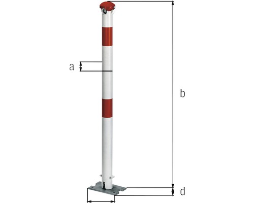 Abmessungen eines rot-weißen Sicherheitspollers