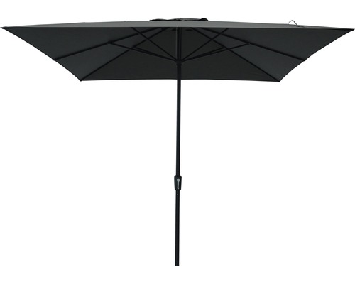 Marktschirm SOLUNA 300 x 300 cm dunkelgrau mit UV-Schutz 80, wasserabweisende Polyesterbespannung, leichte Aufspannung per Kurbel Quadratischer Sonnenschirm für den Aussenbereich
