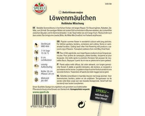 Samenpackung Löwenmäulchen, halbhohe Mischung