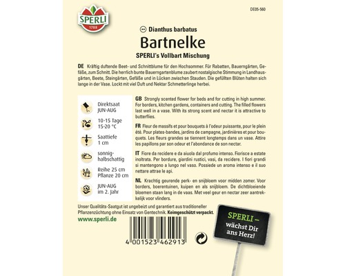 Samenpackung Bartnelke der Marke Sperli
