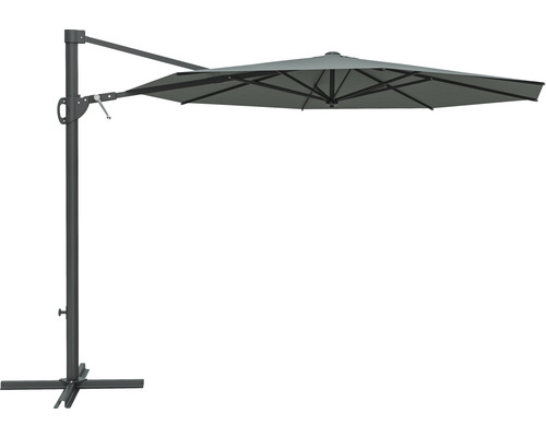 Sonnenschirm Ampelschirm Soluna Beaujeu mit Kurbelfunktion Ø 300 cm H 248 cm Polyester dunkelgrau