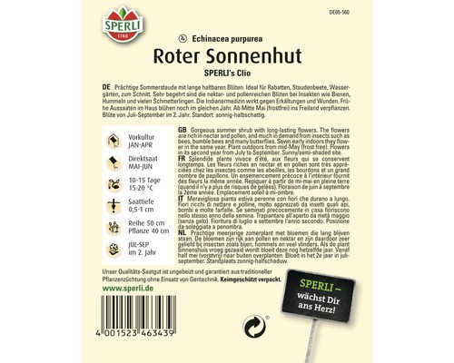 Samenpackung Roter Sonnenhut der Marke Sperli