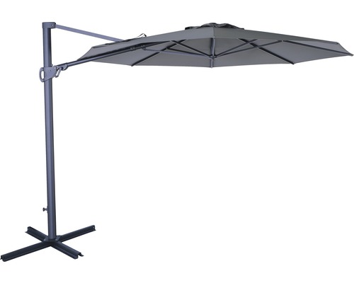 Sonnenschirm Ampelschirm Soluna Beaujeu mit Kurbelfunktion Ø 300 cm H 251 cm Polyester dunkelgrau