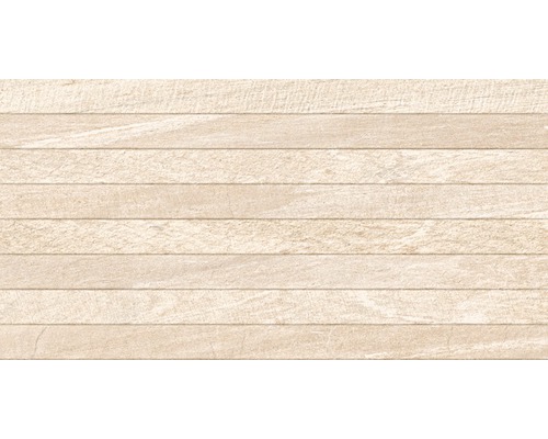 Feinsteinzeug Dekorfliese Sahara Crema 32x62,5 cm creme matt Helle Holzpaneele für Wand- oder Deckengestaltung