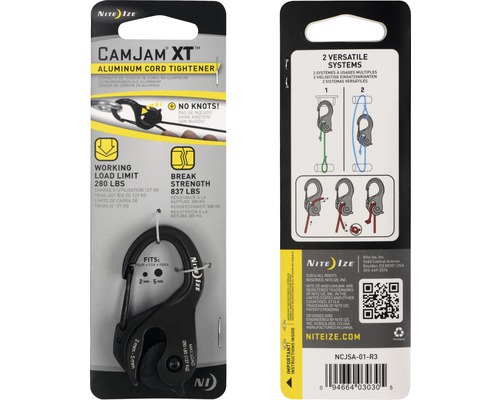 Nite Ize CamJam XT Aluminium Seilspanner, Arbeitslastbegrenzung 127 Kilogramm, Reißfestigkeit 380 Kilogramm