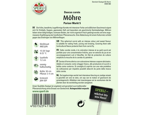 Sperli Möhre Pariser Markt 5 Saatgutpackung