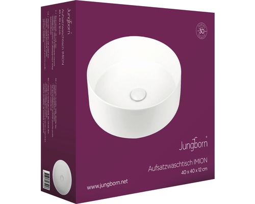 Jungborn Aufsatzwaschtisch IMION 40 x 40 x 12 cm in Produktverpackung