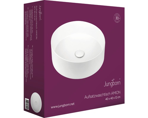 Jungborn Amion Aufsatzwaschtisch 40 x 40 x 12 Zentimeter in Produktverpackung