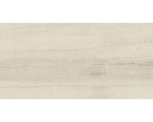 Feinsteinzeug Bodenfliese Living Cream 60x120 cm beige glänzend rektifiziert