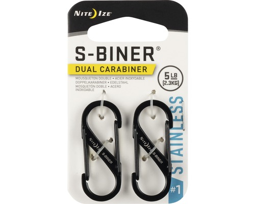 Karabinerhaken Nite Ize S-Biner® Stainless Steel Dual Carabiner SB1-2PK-01 schwarz