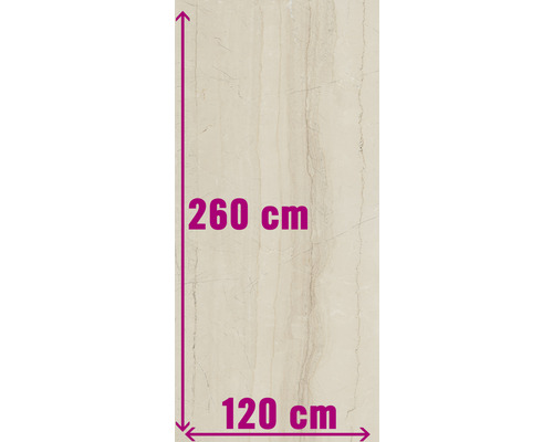 Feinsteinzeug Bodenfliese Living 120,0x260,0 cm beige glänzend rektifiziert