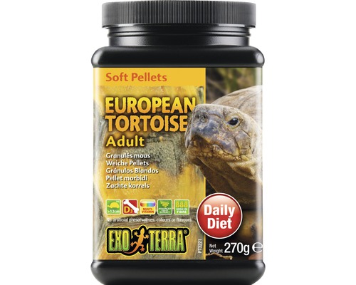 Exo Terra Soft Pellets, europäische Schildkröte, 270 g Exo Terra Europäische Landschildkröte Adult Futter, 270 Gramm