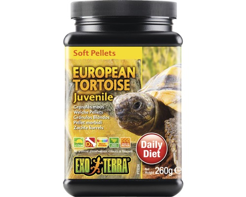 Exo Terra Soft Pellets, junge europäische Schildkröte, 260 g Exo Terra Europäische Landschildkröte Juvenile Weichfutterpellets in Dose