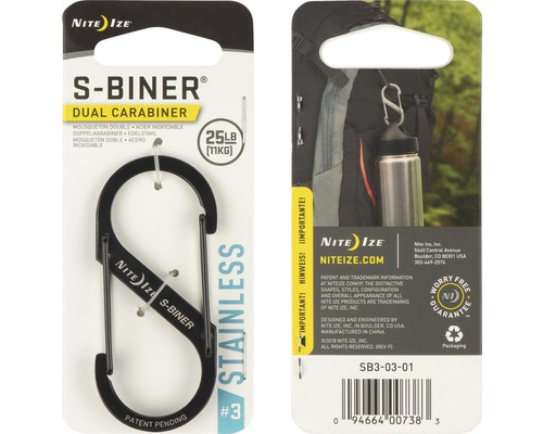 Nite Ize S-Biner Doppelkarabiner aus Edelstahl, belastbar bis 11 kg