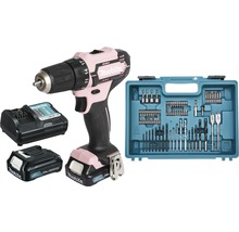 Makita Akku-Bohrschrauber Set mit Akku, Ladegerät und Zubehör in einem Werkzeugkoffer