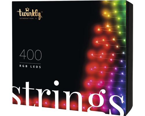 LED Lichterkette Twinkly 3,2 m 400 LEDs Lichtfarbe bunt Farbwechsel dimmbar blinkend inkl. App-Steuerung Verpackung einer Twinkly Lichterkette mit 400 RGB LEDs