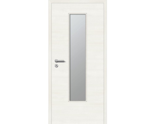 Innentüre DONAU Soft Plus stumpf bianco quer inkl. Lichtausschnitt (ohne Glas) 82,2x201,6 cm rechts Weiße Innentür mit Glaseinsatz und Türgriff