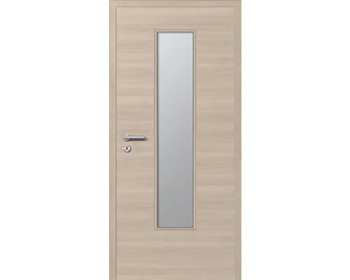 Innentüre DONAU Soft Plus stumpf arena quer inkl. Lichtausschnitt (ohne Glas) 77,2x201,6 cm rechts Holztür mit Glaseinsatz und Türklinke
