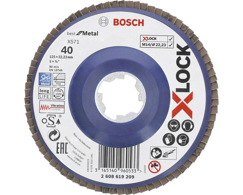 Schleifmopteller Fächerscheibe Best for Metal Ø 125x22,23 mm K40, X-LOCK Aufnahme Bosch Schleifmopteller 125x22,23 Millimeter Körnung 40 für Metall