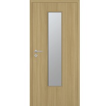 Holztür mit rechteckigem Glaseinsatz, Türgriff und Schloss