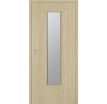 Holztür mit Glaseinsatz und Türklinke