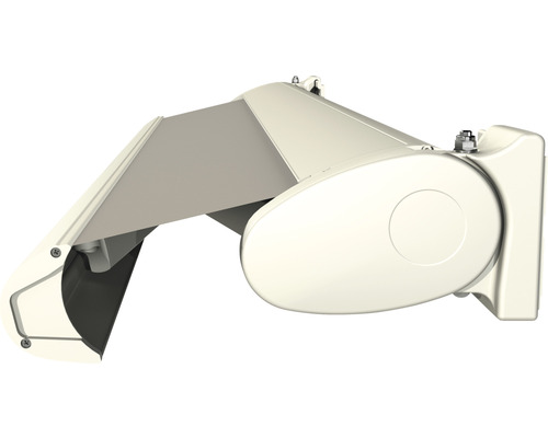 Kassettenmarkise Positano 4,2x3,0 Stoff Kieselgrau (REC-138) Gestell RAL 9016 verkehrsweiß inkl. Motor mit Nothandkurbel und Fernbedienung