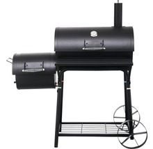 Smoker Tepro Biloxi schwarz mit 58x40 cm Grillfläche, Deckelthermometer, Warmhalterost, Grillrost und Ablage
