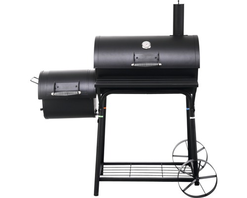 Smoker Tepro Biloxi schwarz mit 58x40 cm Grillfläche, Deckelthermometer, Warmhalterost, Grillrost und Ablage