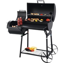 Smoker Tepro Biloxi schwarz mit 58x40 cm Grillfläche, Deckelthermometer, Warmhalterost, Grillrost und Ablage