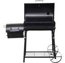 Smoker Tepro Biloxi schwarz mit 58x40 cm Grillfläche, Deckelthermometer, Warmhalterost, Grillrost und Ablage