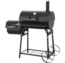Smoker Tepro Biloxi schwarz mit 58x40 cm Grillfläche, Deckelthermometer, Warmhalterost, Grillrost und Ablage