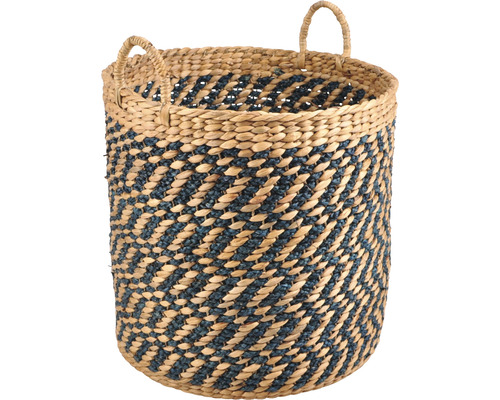 Pflanzkorb Lafiora Ø 55 cm H 55 cm Wasserhyazinthe blau geeignet für innen und außen Dekorative Aufbewahrungskorb aus Seegras mit Griffen