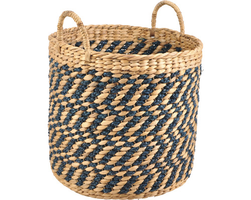 Pflanzkorb Lafiora Ø 45 cm H 45 cm Wasserhyazinthe blau geeignet für innen und außen Dekorative geflochtene Aufbewahrungskorb mit Griffen