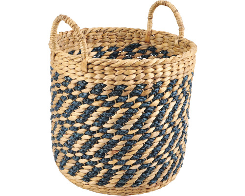 Pflanzkorb Lafiora Ø 40 cm H 40 cm Wasserhyazinthe blau geeignet für innen und außen Dekorativer Korb aus Seegras mit zwei Griffen