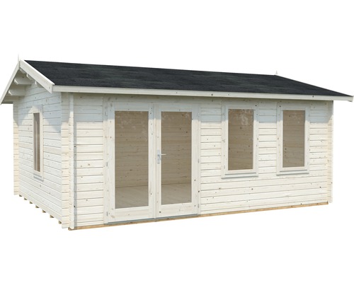 Holzgartenhaus mit Fenstern und Doppeltür