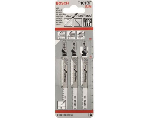 Bosch Stichsägeblatt T101BF BIM für saubere Schnitte in Hartholz, 3er-Pack