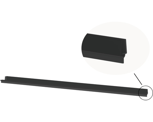 Ersatzdichtung Form & Style horizontal zu Badewannenfaltwand Tahiti 750 schwarz Lange Fensterbank mit vergrößerter Detailansicht des Profils
