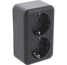 Steckdose QuickLink 2-fach Aufputz schwarz-thumb-0 Steckdose QuickLink 2-fach Aufputz schwarz-thumb-0