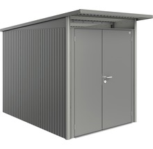 Gerätehaus aus Metall mit Doppeltür und Dach