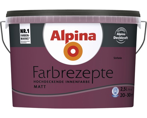 Eimer Alpina Farbrezepte hochdeckende Innenfarbe matt mit 2,5 Liter Inhalt