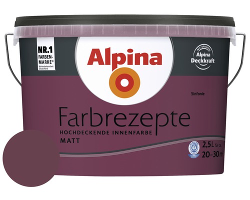 Alpina Wandfarbe Farbrezepte Sinfonie 2,5 L Eimer Alpina Farbrezepte hochdeckende Innenfarbe matt