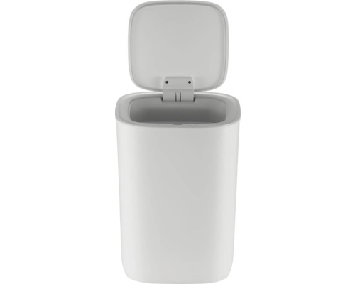 Weißer Abfalleimer mit offenem Deckel