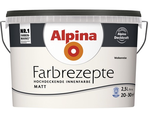 Alpina Farbrezepte Wolkenreise, hochdeckende matte Innenfarbe, 2,5 Liter