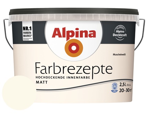 Alpina Wandfarbe Farbrezepte Muschelweiß 2,5 l Alpina Wandfarbe Farbrezepte Muschelweiß 2,5 l