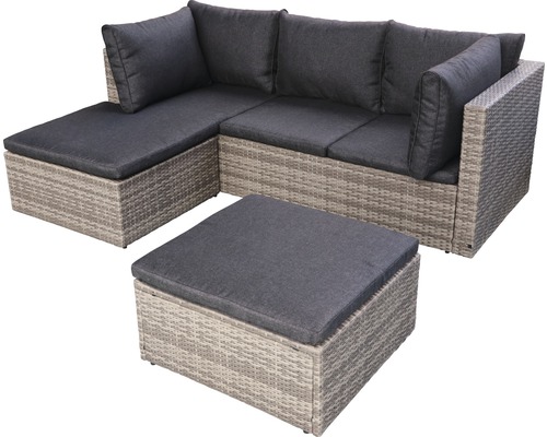 Gartenmöbelset Garden Place Relax 5-Sitzer 2-tlg. inkl. Sitzkissen Aluminium Polyrattan Bicolour hell- dunkelgrau