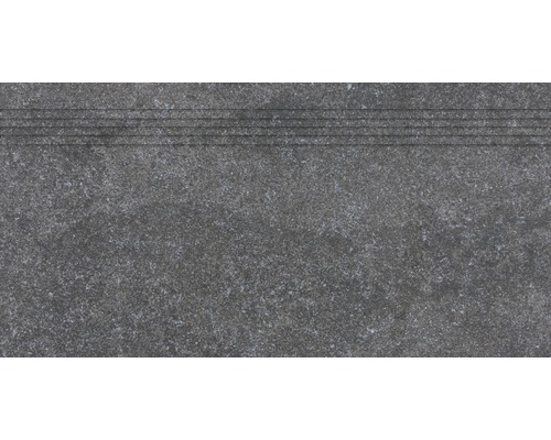 Feinsteinzeug Treppenstufe Udine 30,0x60,0 cm schwarz rektifiziert